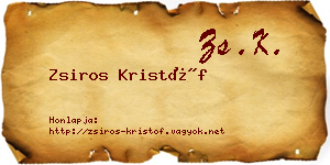 Zsiros Kristóf névjegykártya